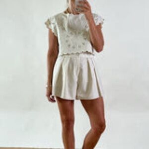 Elegant Cream High Waist Women's Top